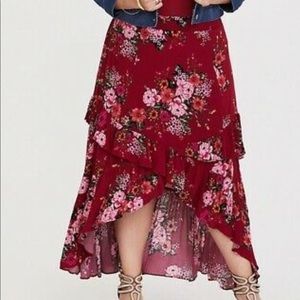 Torrid ruffled boho ho-low maxi skirt